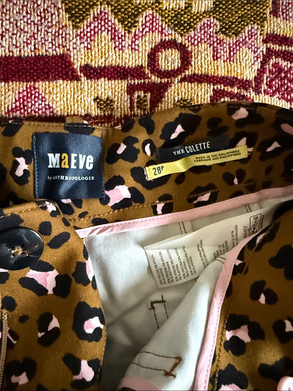 Anthropologie Maeve Leopard Print Skirt in Olive & Pink - Picture 3 of 3